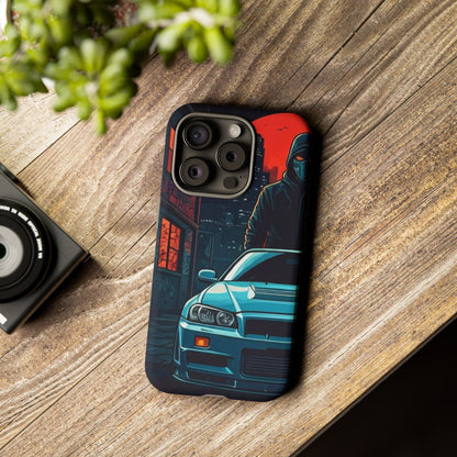 Nissan Skyline R34 Street Life-Dual Layer Ultra Tough Phone Case iPhone 15 Pro Matte Printify by The Night Shift Automotive Apparel