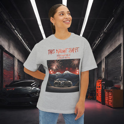 Subaru WRX/STI Fireworks In The Mountains-Premium, Ultra Soft Unisex Oversized Boxy Tee Printify by The Night Shift Automotive Apparel