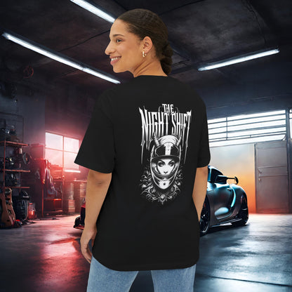 The Night Shift Track Queen-Premium, Ultra Soft Unisex Oversized Boxy Tee Black Printify by The Night Shift Automotive Apparel