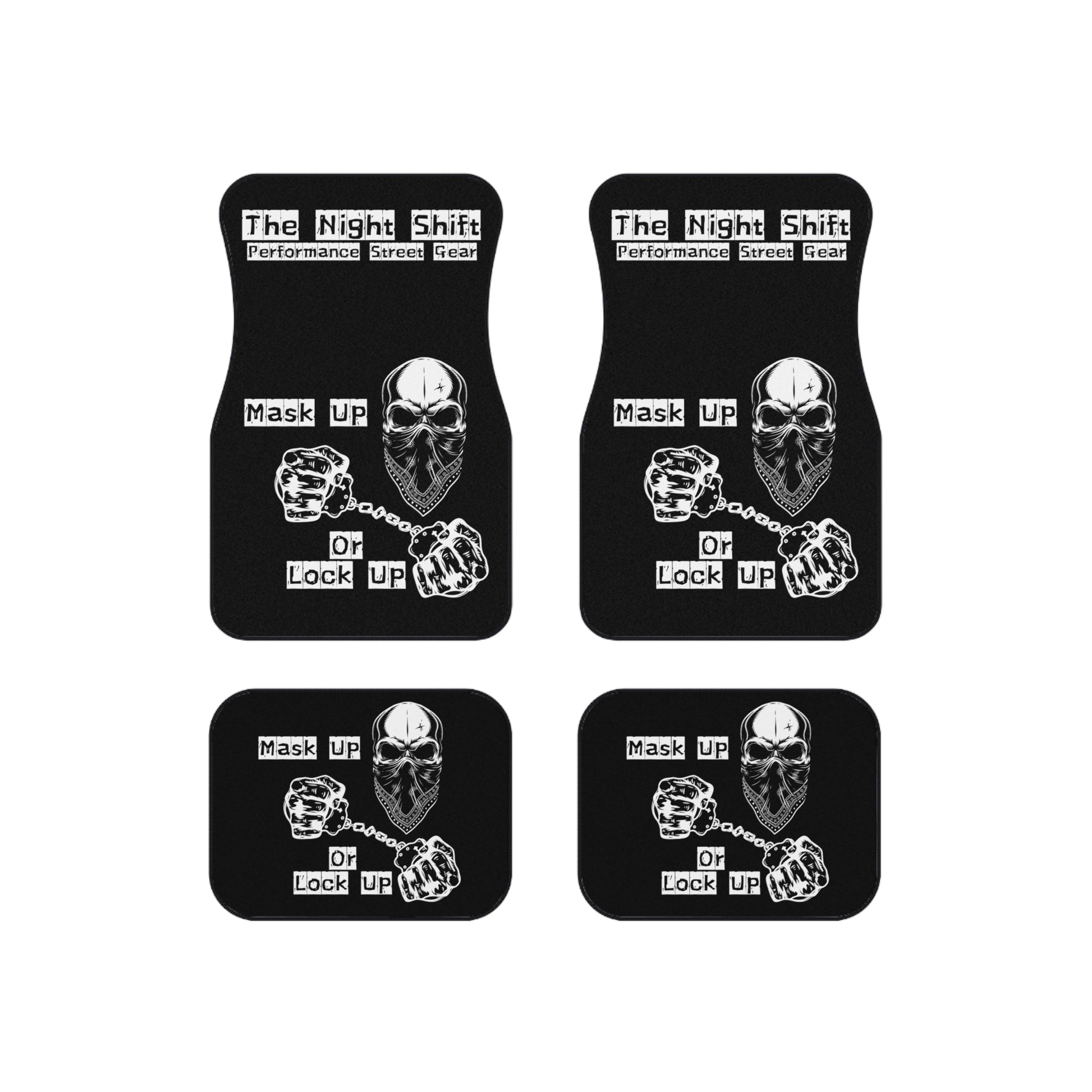 Mask Up Or Lock Up-Premium, High Quality Car Floor Mats (Set of 4) Printify by The Night Shift Automotive Apparel