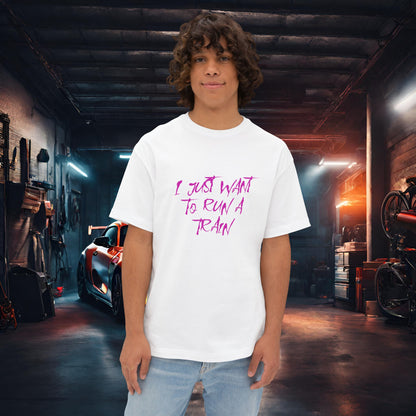 I Just Want To Run A Train-Premium, Ultra Soft Unisex Oversized Boxy Tee White Printify by The Night Shift Automotive Apparel