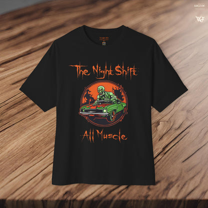 All Muscle Zombie Muscle Car-Premium, Ultra Soft Unisex Oversized Boxy Tee Printify by The Night Shift Automotive Apparel