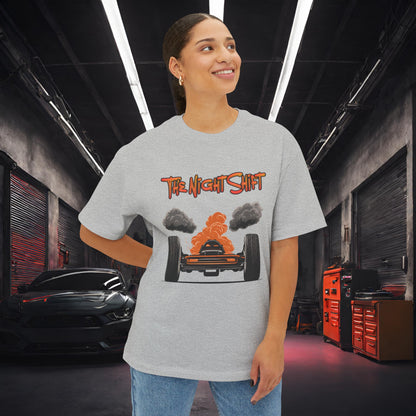 Alien UFO Big Tire Drag Racer -Premium, Ultra Soft Unisex Oversized Boxy Tee Printify by The Night Shift Automotive Apparel