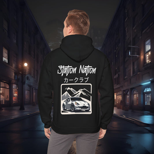 Station Nation-Ultra Soft, Premium Hoodie Black Printify by The Night Shift Automotive Apparel