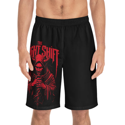 The Night Shift - Men's Relaxed Fit Board Shorts Seam thread color automatically matched to design Printify by The Night Shift Automotive Apparel