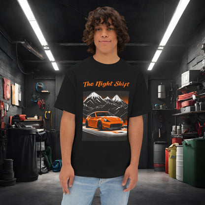 Nissan 370 Mountains-Premium, Ultra Soft, Unisex Oversized Boxy Tee Black Printify by The Night Shift Automotive Apparel