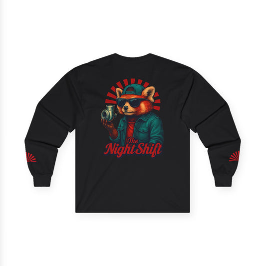 Good Vibes Red Panda-Premium, Ultra Soft Unisex Long Sleeve Tee Black Printify by The Night Shift Automotive Apparel