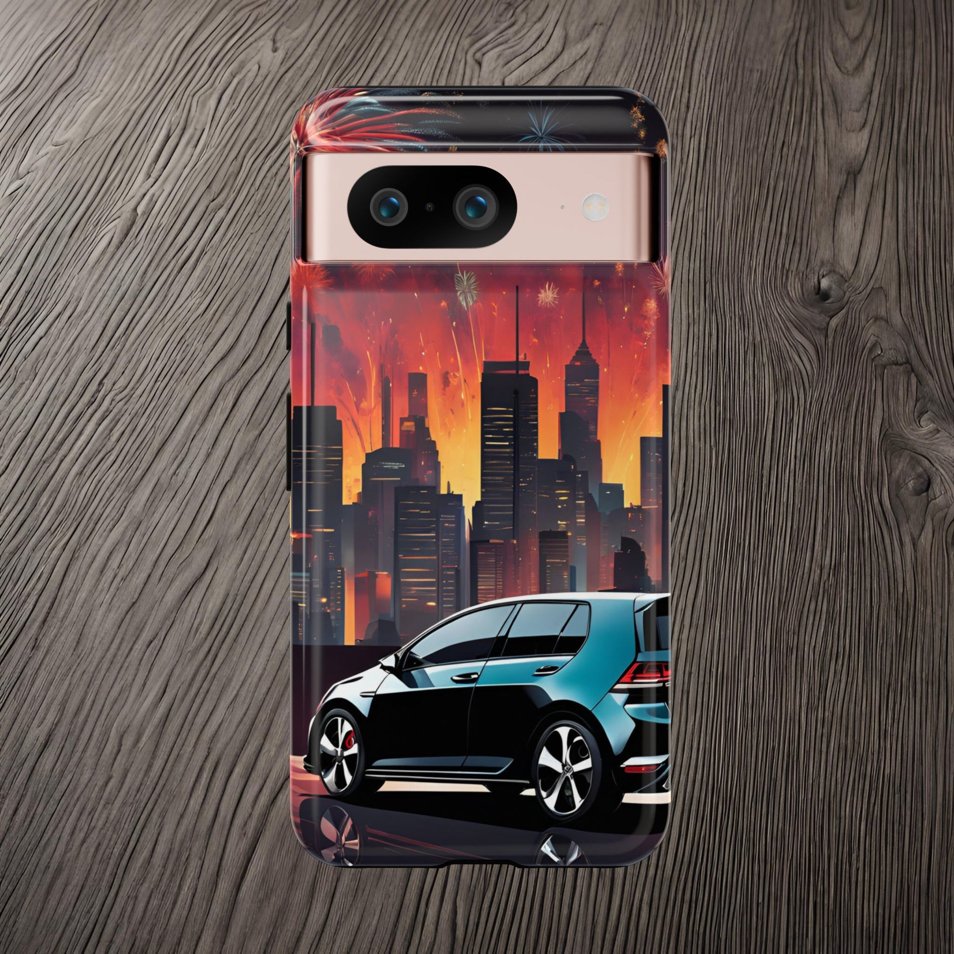 Volkswagon Golf GTI Fireworks-Dual Layer Ultra Tough Phone Case Google Pixel 8 Glossy Printify by The Night Shift Automotive Apparel