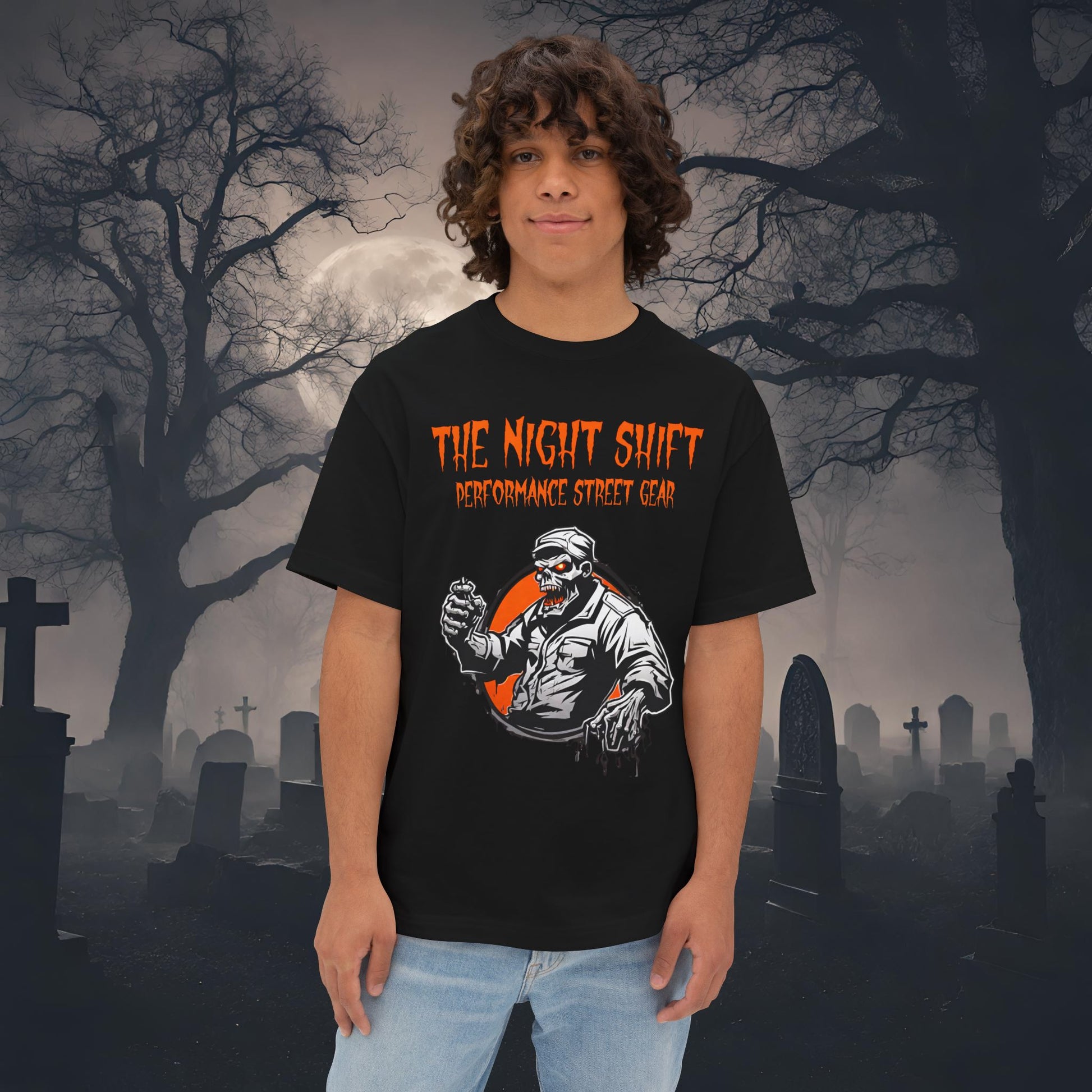 Train Conductor-Premium, Ultra Soft Unisex Oversized Boxy Tee Black Printify by The Night Shift Automotive Apparel