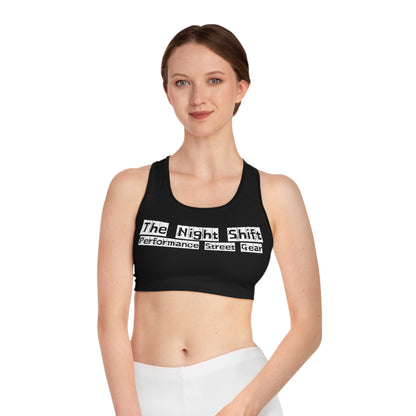 Women's Sports Bra Black stitching Printify by The Night Shift Automotive Apparel
