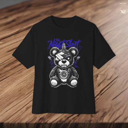 The Night Shift Tattered Teddy-Premium, Ultra Soft Unisex Oversized Boxy Tee Printify by The Night Shift Automotive Apparel