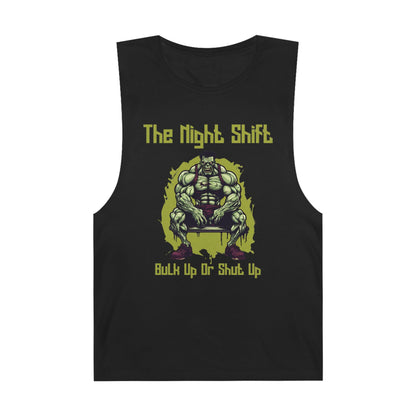 Bulk Up or Shut Up - Zombie Power Lifter - Premium Unisex Barnard Tank Top Black Printify by The Night Shift Automotive Apparel