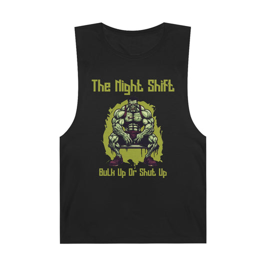 Bulk Up or Shut Up - Zombie Power Lifter - Premium Unisex Barnard Tank Top Black Printify by The Night Shift Automotive Apparel