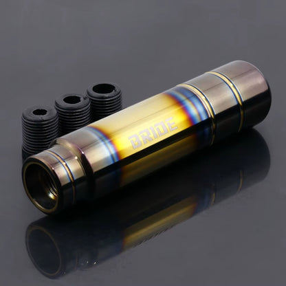 BRIDE/NOS Burnt Style Aluminum Shift Knob Gold Titanium Bride The Night Shift Performance Street Gear by The Night Shift Automotive Apparel