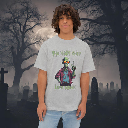 Lets Tandem Drift Zombie- Premium, Ultra Soft Unisex Oversized Boxy Tee Athletic Heather Printify by The Night Shift Automotive Apparel