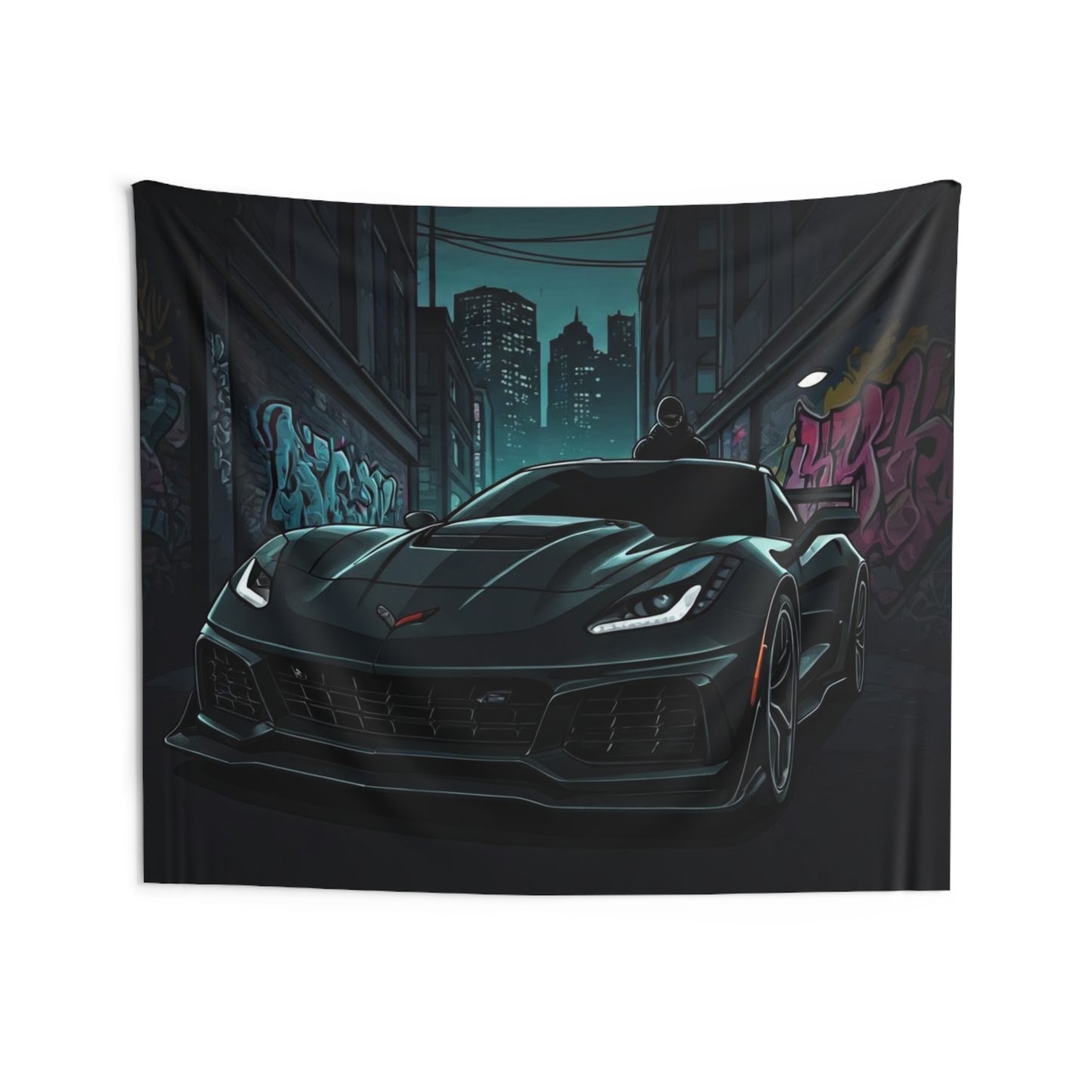 C7 Chevy Corvette Indoor Wall Tapestries - Shop Banner 80" × 68" Printify by The Night Shift Automotive Apparel