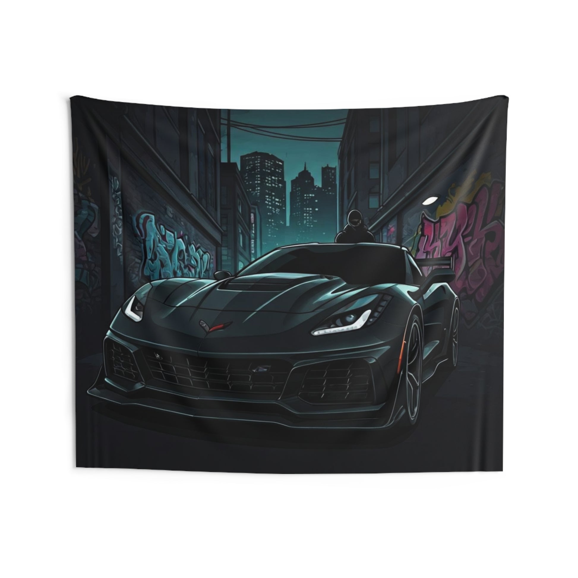 C7 Chevy Corvette Indoor Wall Tapestries - Shop Banner 80" × 68" Printify by The Night Shift Automotive Apparel