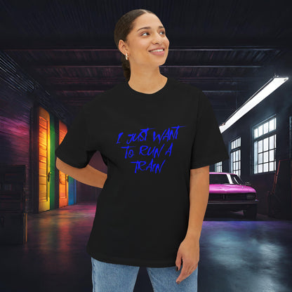 I Just Want To Run A Train-Premium, Ultra Soft Unisex Oversized Boxy Tee Printify by The Night Shift Automotive Apparel