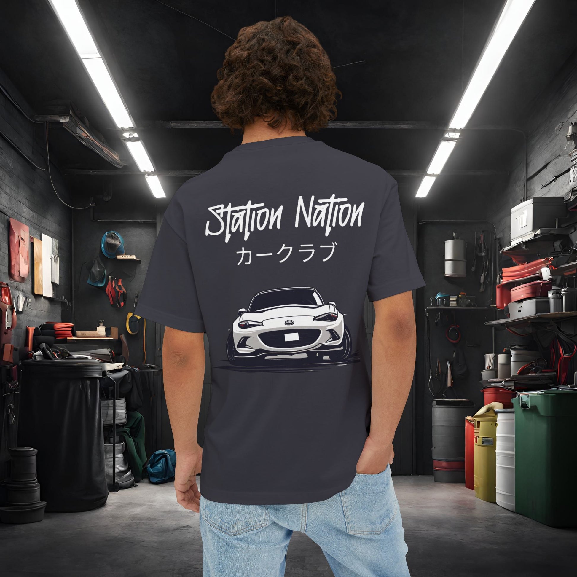 Station Nation-Premium, Ultra Soft Unisex Oversized Boxy Tee Printify by The Night Shift Automotive Apparel