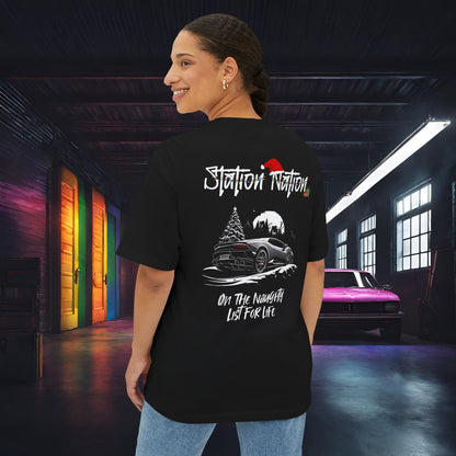 🎄 Christmas Limited Edition Station Nation-Premium, Ultra Soft Unisex Oversized Boxy Tee Black Printify by The Night Shift Automotive Apparel