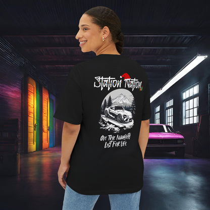 🎄 Christmas Limited Edition Station Nation-Premium, Ultra Soft Unisex Oversized Boxy Tee Black Printify by The Night Shift Automotive Apparel