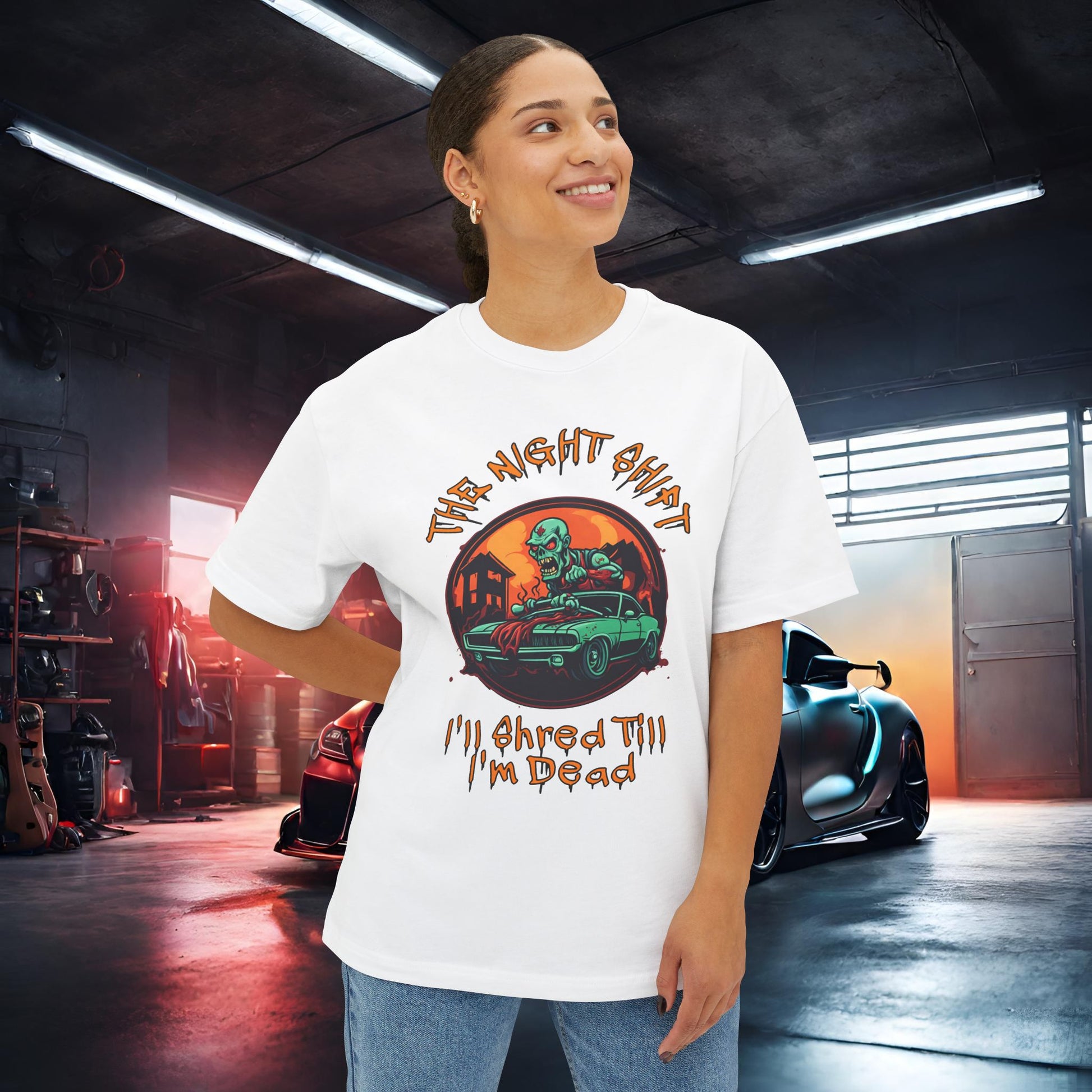 Death Trap-Premium, Ultra Soft Unisex Oversized Boxy Tee Printify by The Night Shift Automotive Apparel