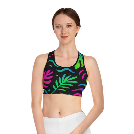 Women's Sports Bra Black stitching Printify by The Night Shift Automotive Apparel