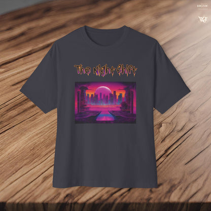 Moonlight City Synthwave-Premium, Ultra Soft Unisex Oversized Boxy Tee Printify by The Night Shift Automotive Apparel