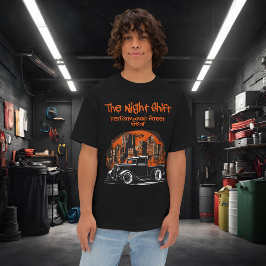 1930's Hot Rod Pick Up Urban Streets-Premium, Ultra Soft Unisex Oversized Boxy Tee Black Printify by The Night Shift Automotive Apparel