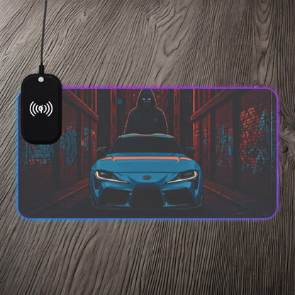 Toyota Supra MK-V Street Life-LED Gaming Mouse Pad with Wireless Charging 23.6" × 11.8" Rectangle 15W Printify by The Night Shift Automotive Apparel