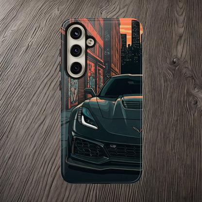 Chevy Corvette C7 Street Life-Dual Layer Ultra Tough Phone Case Samsung Galaxy S24 Plus Glossy Printify by The Night Shift Automotive Apparel