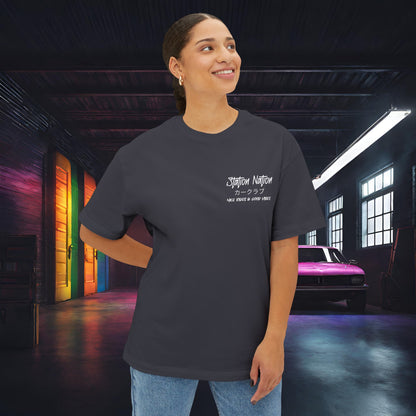 Station Nation-Premium, Ultra Soft Unisex Oversized Boxy Tee Printify by The Night Shift Automotive Apparel