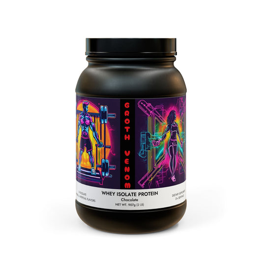 Growth Venom - Premium Whey Isolate Protein Supplement (Chocolate) (907g, 2lb) Black tub + lid NET WT 32 OZ (907g) Chocolate Printify by The Night Shift Automotive Apparel