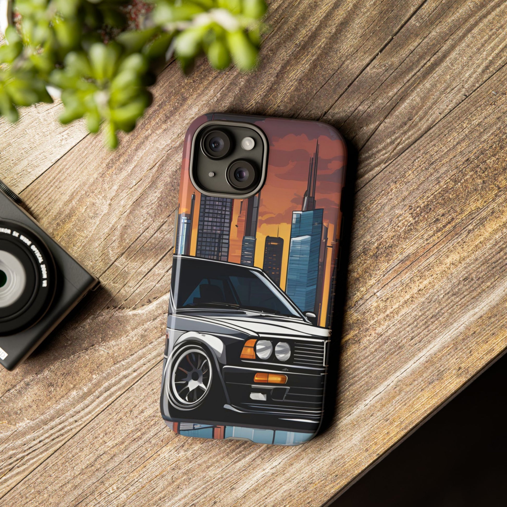 BMW E30 M3-Dual Layer Ultra Tough Phone Case iPhone 15 Glossy Printify by The Night Shift Automotive Apparel