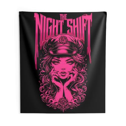 The Night Shift Promo Girl Indoor Wall Tapestries - Shop Banner 88" × 104" Printify by The Night Shift Automotive Apparel
