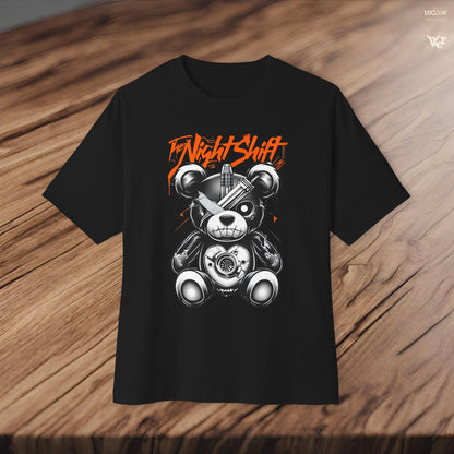 The Night Shift Tattered Teddy-Premium, Ultra Soft Unisex Oversized Boxy Tee Printify by The Night Shift Automotive Apparel