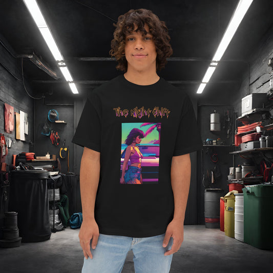 Summer Days Synthwave-Premium, Ultra Soft Unisex Oversized Boxy Tee Black Printify by The Night Shift Automotive Apparel