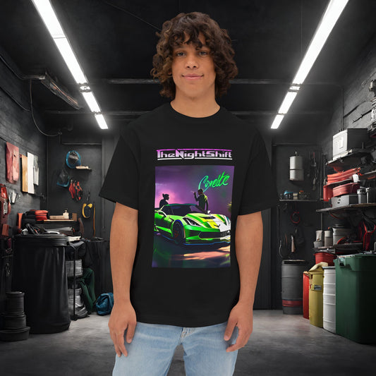 Chevy C7 Corvette-Premium, Ultra Soft Unisex Oversized Boxy Tee Black Printify by The Night Shift Automotive Apparel