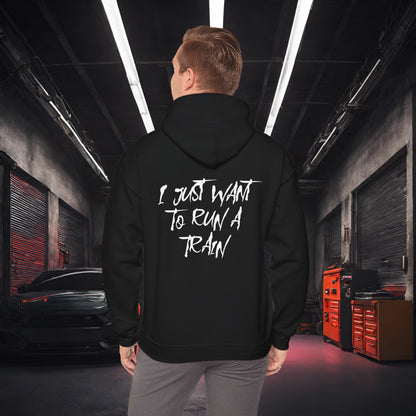 I Just Want To Run A Train-Ultra Soft, Premium Hoodie Black Printify by The Night Shift Automotive Apparel