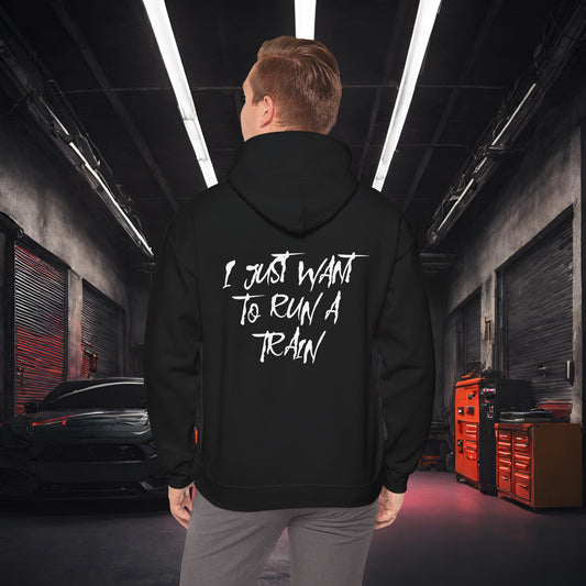 I Just Want To Run A Train-Ultra Soft, Premium Hoodie Black Printify by The Night Shift Automotive Apparel