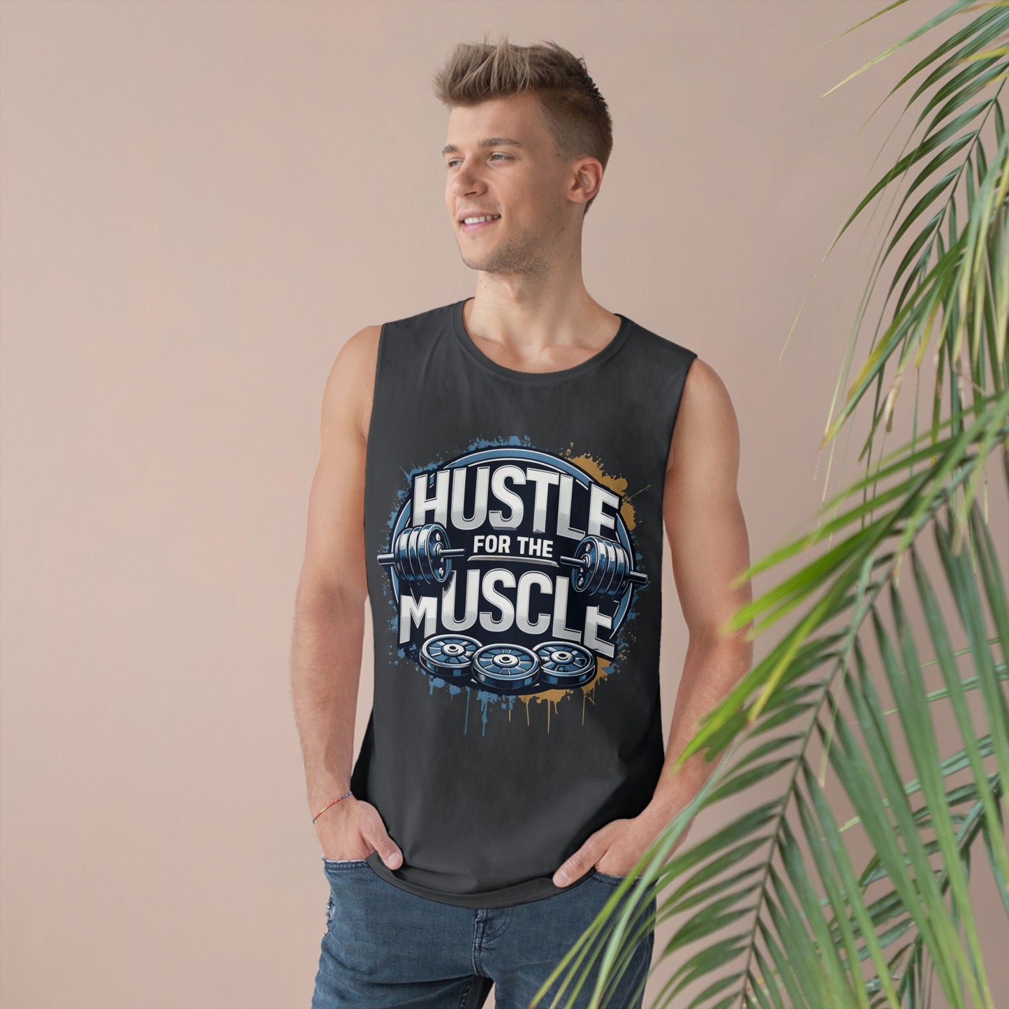 Hustle For The Muscle - Premium Unisex Barnard Tank Top Printify by The Night Shift Automotive Apparel
