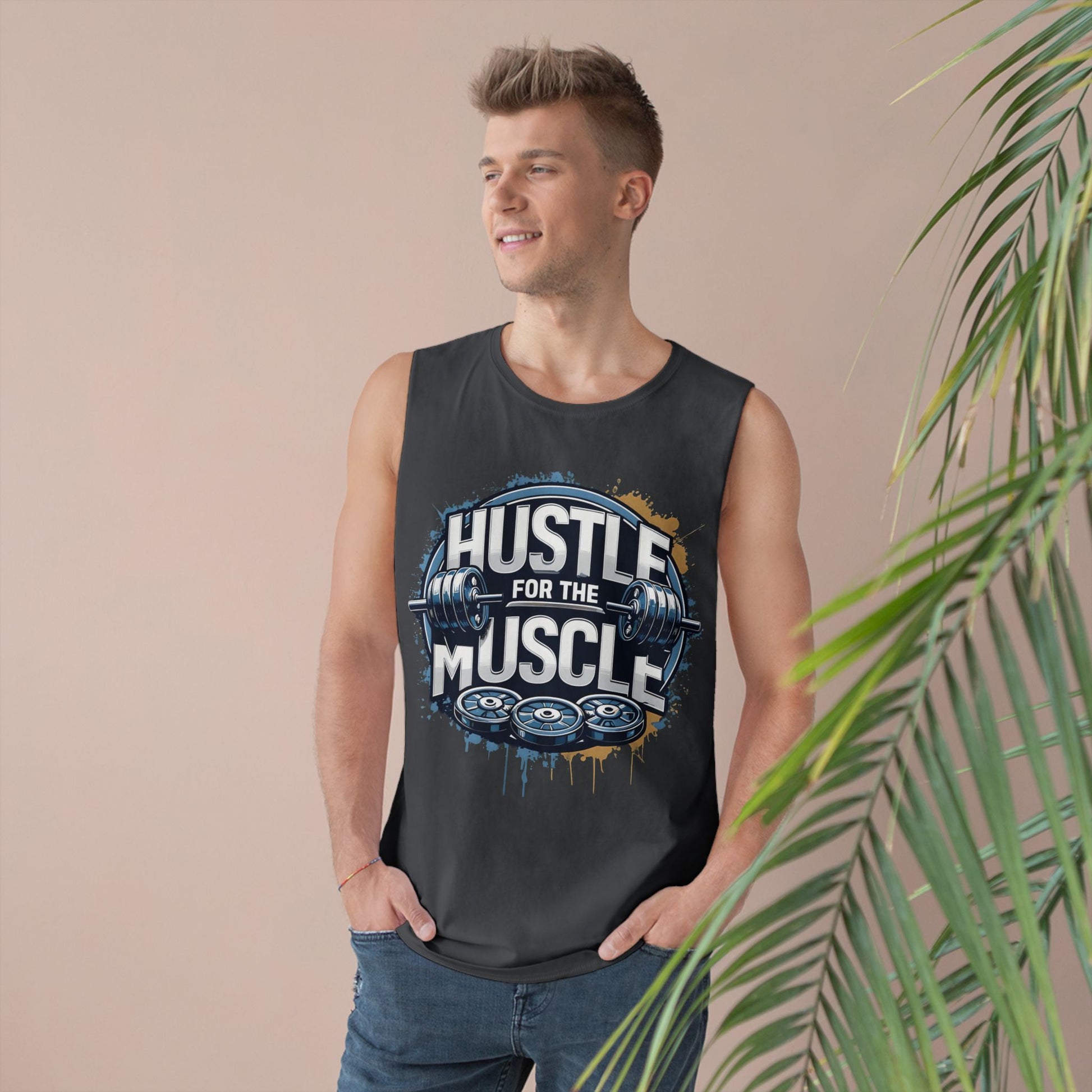 Hustle For The Muscle - Premium Unisex Barnard Tank Top Printify by The Night Shift Automotive Apparel