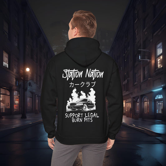 Station Nation-Ultra Soft, Premium Hoodie Black Printify by The Night Shift Automotive Apparel