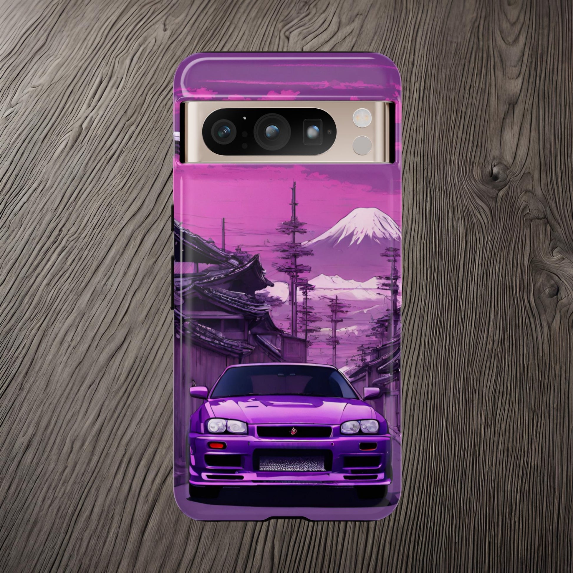 Nissan Skyline R34 Mt Fuji-Dual Layer Ultra Tough Phone Case Google Pixel 8 Pro Glossy Printify by The Night Shift Automotive Apparel