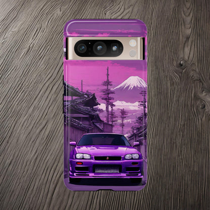Nissan Skyline R34 Mt Fuji-Dual Layer Ultra Tough Phone Case Google Pixel 8 Pro Glossy Printify by The Night Shift Automotive Apparel
