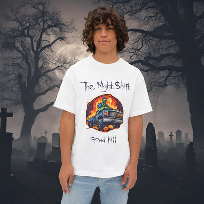 Road Kill-Premium, Ultra Soft Unisex Oversized Boxy Tee White Printify by The Night Shift Automotive Apparel