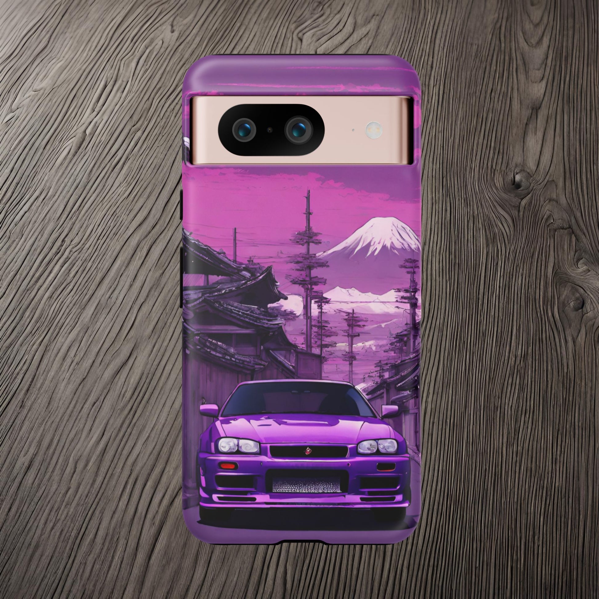 Nissan Skyline R34 Mt Fuji-Dual Layer Ultra Tough Phone Case Google Pixel 8 Matte Printify by The Night Shift Automotive Apparel