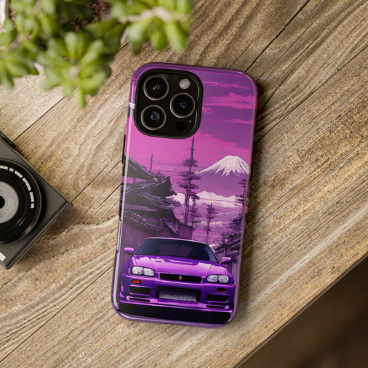 Nissan Skyline R34 Mt Fuji-Dual Layer Ultra Tough Phone Case iPhone 16 Pro Max Glossy Printify by The Night Shift Automotive Apparel