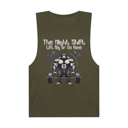 Lift Big or Go Home - Gorilla Body Builder - Premium Unisex Barnard Tank Top Printify by The Night Shift Automotive Apparel