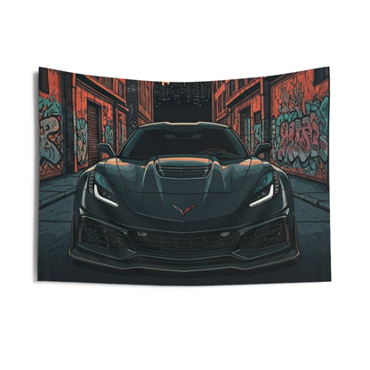 C7 Chevy Corvette Indoor Wall Tapestries - Shop Banner 36" × 26" Printify by The Night Shift Automotive Apparel